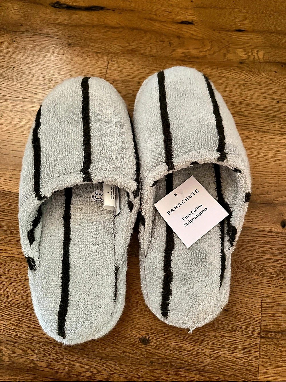 Parachute Terry Stripe Slippers Size L - New with Tags